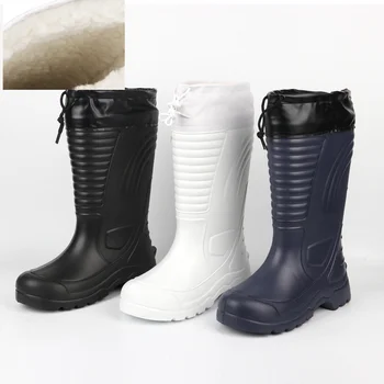 EXCARGO Ayakkabı Erkekler Kış Uzun Su Geçirmez Kar Botları Kauçuk Rianboots Artı Kadife Sıcak EVA yağmur çizmeleri Hafif kaymaz ayakkabı