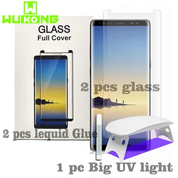 2 adet Ekran Koruyucu İçin Samsung S9Plus S10 Artı Note20 ultra Temperli Cam Sıvı Tam Tutkal UV mate 20 30 pro P30 Pro P40 Pro