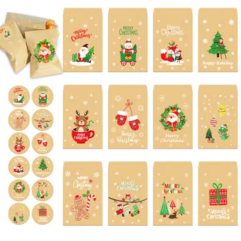 48 adet / takım Noel Kraft Kağıt Torbalar Noel Baba Tilki Tatil Noel hediye keseleri Parti Favor Çanta Şeker Çerez paket ambalaj Çanta