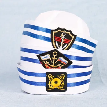 Vintage Yetişkin Çocuklar Beyaz Kaptan Denizci Şapka Donanma Deniz Kap Çapa Tekne Ordu Kapaklar çocuk şapkaları Parti Cosplay Kostüm Kıyafet