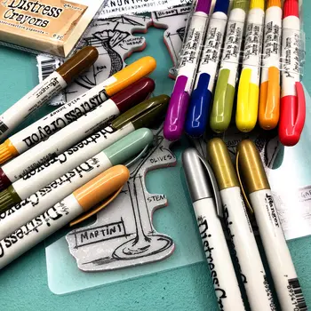Tim Holtz Sıkıntı Boya Kalemi eski renk suda çözünür pastel seti el hesabı renk leke 6 renk 3 renk seti