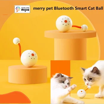 Mutlu pet Bluetooth Akıllı Kedi Topu İnteraktif Oyuncaklar Renkli Led Tüy Bells Küçük kuyruk depolama çalışma mi ev app