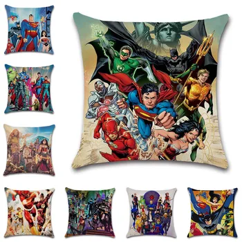 Karikatür Süper Kahraman desen Bej pamuk keten yastık kılıfı Yastık Kılıfı dekorasyon ev kanepe sandalye çocuklar kız yatak odası hediye