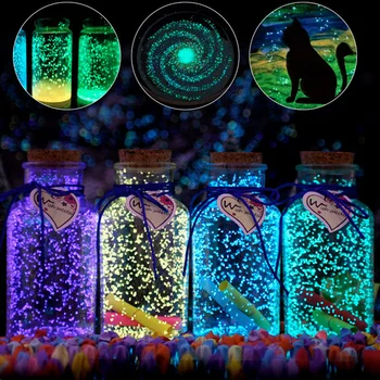10g Parti DIY Floresan Süper Parlak Parçacıklar Glow Pigment Parlak Çakıl Noctilucent Kum karanlıkta Parlayan Kum Tozu